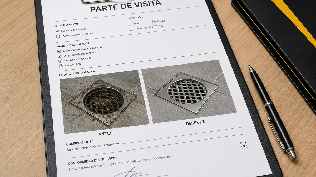 Modelo de parte de visita con fotos del antes y el después (imagen ilustrativa)
